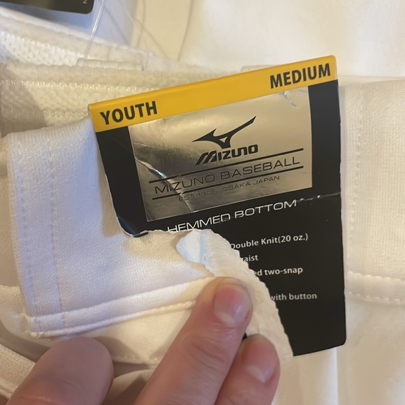 NWT MIZUNO Performance Padded Plus Baseball Pant YTH M Medium White w/ Navy - Picture 2 of 2